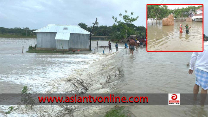 রাঙ্গাবালীতে বন্যা নিয়ন্ত্রণ বাঁধ ভেঙে গ্রাম প্লাবিত