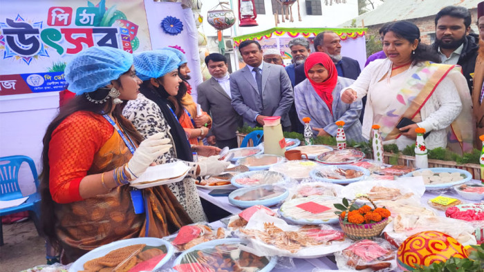 পলাশে শত রকমের পিঠা নিয়ে বর্ণিল পিঠা উৎসব